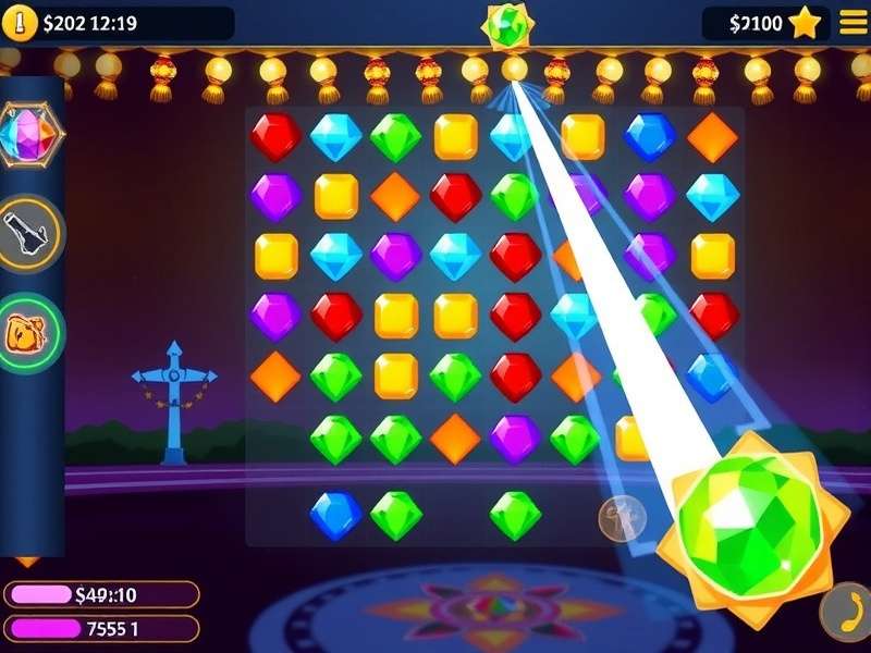 Diamond Dash Elite gameplay screenshot showing colorful diamond matching